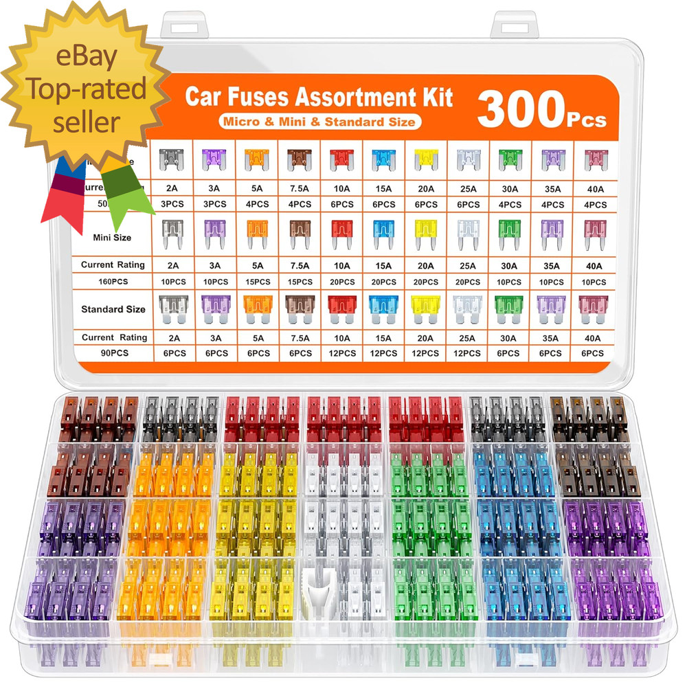 300Pcs Car Fuse Assortment Kit 160 Mini Blade Fuses Automotive + 90 Standard