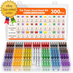 300Pcs Car Fuse Assortment Kit 160 Mini Blade Fuses Automotive + 90 Standard