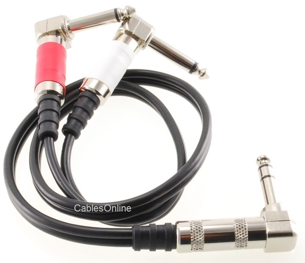 1/4″ TRS Stereo Plug to Dual 1/4″ TS Mono Plugs Right-Angle Audio Cable
