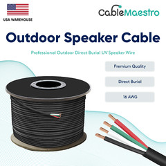 16AWG Outdoor Speaker Cable Direct Burial UV Wire Audio CL2 16/4 Gauge 250-500ft
