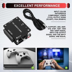 YUV TO RGBS YPBPR to SCART YPBPR TO VGA Component Transcoder Converter Game8591
