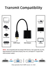 1080P HDMI Male to VGA Female Video Cable Cord Converter Adapter For PC Monitor