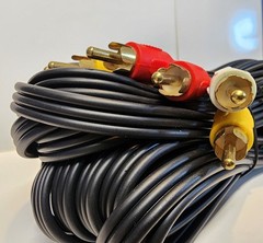 25 FT Shielded 3 RCA to 3 RCA Composite A/V Cable – Red White Yellow – Gold Plat