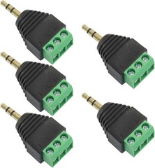 5 Pack TS Mono Male to 3 Pin Screw Terminal AUX Headphone Balun Connector, 3….