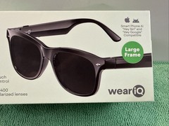 New WeariQ Wireless Smart Glasses Bluetooth, Black Polarized Lenses, Large Frame
