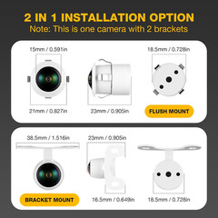 AHD 1080P Backup Camera Flush Mount, Metal Housing 170° Wide View Angle Rear/Sid