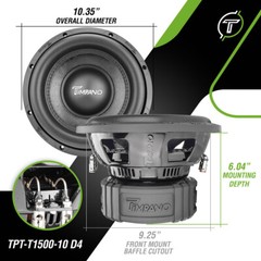2x Timpano 10″ Car Audio Subwoofer 1500 Watts T1500-10 Dual 4 Ohms Daily Banger