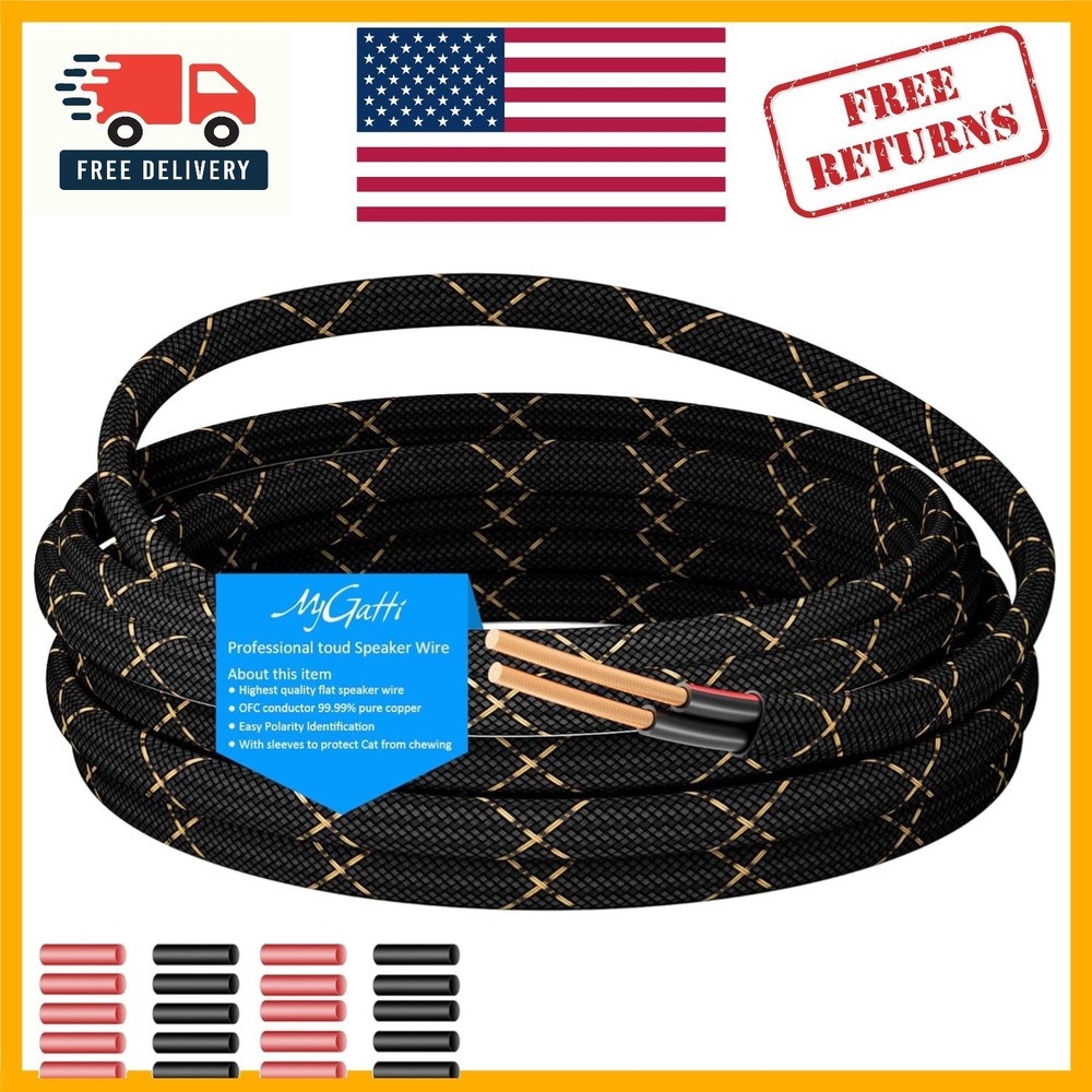 16/2 ofc Speaker Wire 25ft – Durable Nylon Braided Cable for High-Fidelity Audio