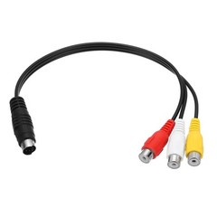 S Video Cable 0.8ft 4 Pin S-Video Male to 3 RCA Female Composite Converter
