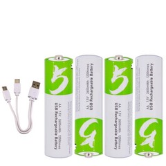 4pcs AA AAA Battery USB Rechargeable Lithium ion Batteries 2600/750mWh W/ Type-C