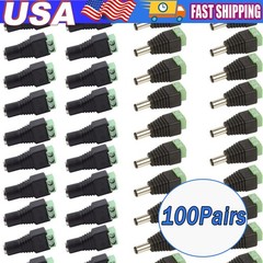 100Pairs Male Female 2.1×5.5mm DC Power Plug Jack Adapter Connector for CCTV Lot