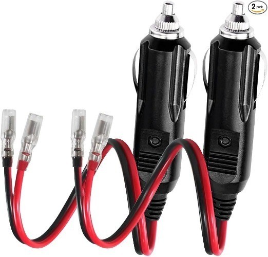 2Pack 12V-24V Fused Car Cigarette Lighter Male Plug Leads LED Light Replacement