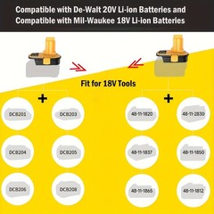 5-Pack DM18D Converter For DW 18v To 20v Battery Adapter For DW 18V Tools