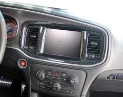 Carbon Fiber Dashboard Dvd Navigation Screen Frame Cover Trim for Dodge Charger