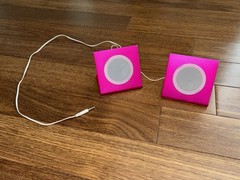 Early 2000s Metallic Hot Pink Wired Mini Speaker Duo Set TESTED & WORKING!