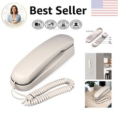 Trimline Corded Wall Phone – Elegant White Analog Phone for Seniors, 3.15”x9.06”