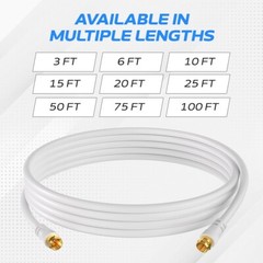Coaxial TV Antenna Cable Extension Coax HDTV Wire Double Shielded Patch Cord LOT