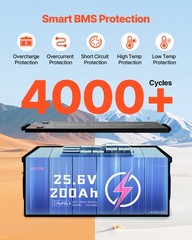 VEVOR 24V 200Ah LiFePO4 Lithium Battery Rechargeable Battery 100A BMS 4000 Cycle