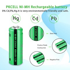Pkcell 2/3AAA Solar Lights Batteries 1.2V Ni-MH Rechargeable Battery 4 pcs US