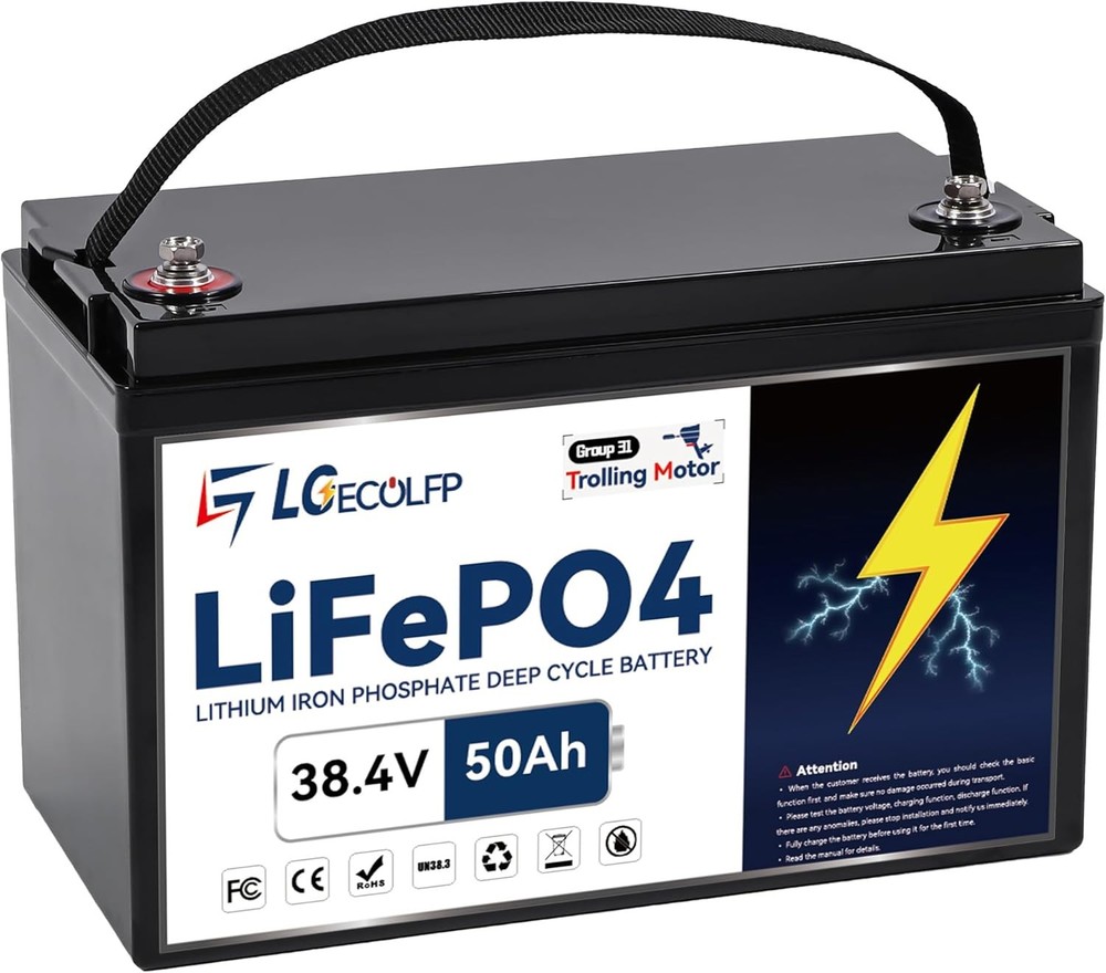 36V LiFePO4 50Ah Lithium Battery for Trolling Motor RV Marine Solar System 50A