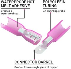 220x Waterproof Heat Shrink Spade Wire Connectors Electrical Crimp Terminals set