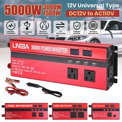 Convertidor De Corriente 5000W Para Carros Coche DC 12V a 110V AC Inversor 4 USB