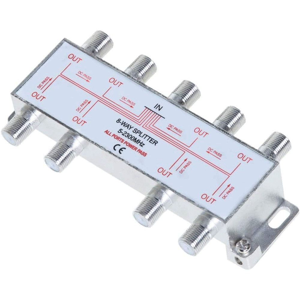 8 Way TV Splitter 5-2300 MHz Coax Cable Adapter for RG59 RG6 HDTV Satellite