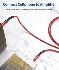 Durable 4FT 3.5mm to 1/4″ Male Stereo Cable – Red Aux for Musicians & Home Audio