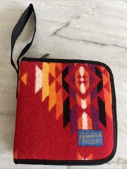Vintage 2000’s Pendleton ZipperedWool CD/DVD Travel Case Red Southwestern Aztec