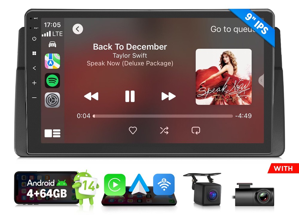 Eonon E46X7A Android 14 9″for BMW E46 330i 328i Car Radio Stereo CarPlay+CAM+DVR