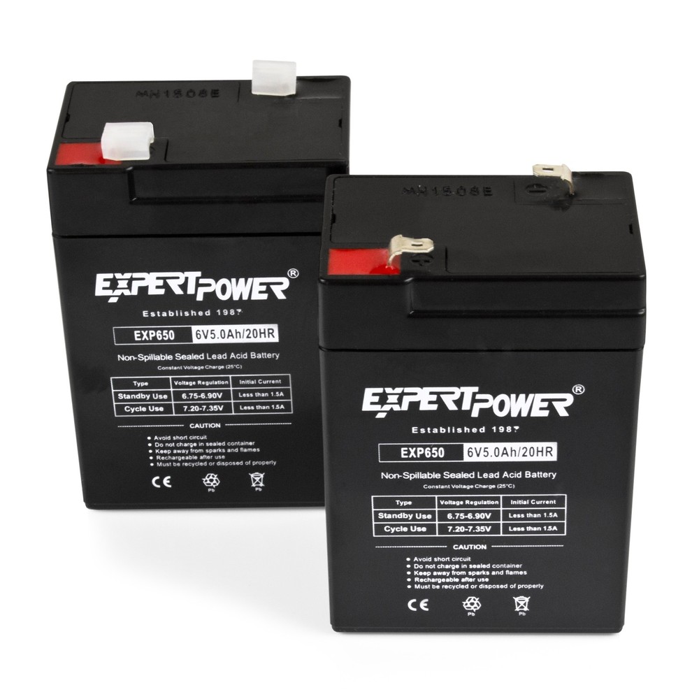 2 PACK – 6Volt 5Ah (SEALED LEAD ACID) Batteries for Alarms, ATV’s, Motorcycles