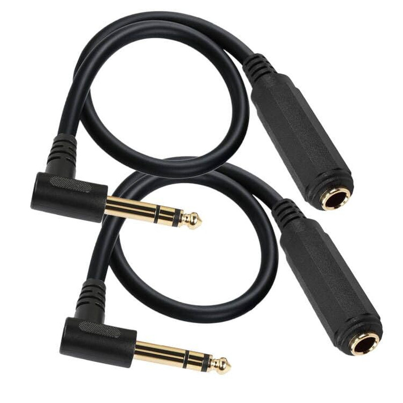 Right Angle 6.35Mm TRS Stereo Male to Female Audio Cable 2Pack | 1.64FT 90 Degre
