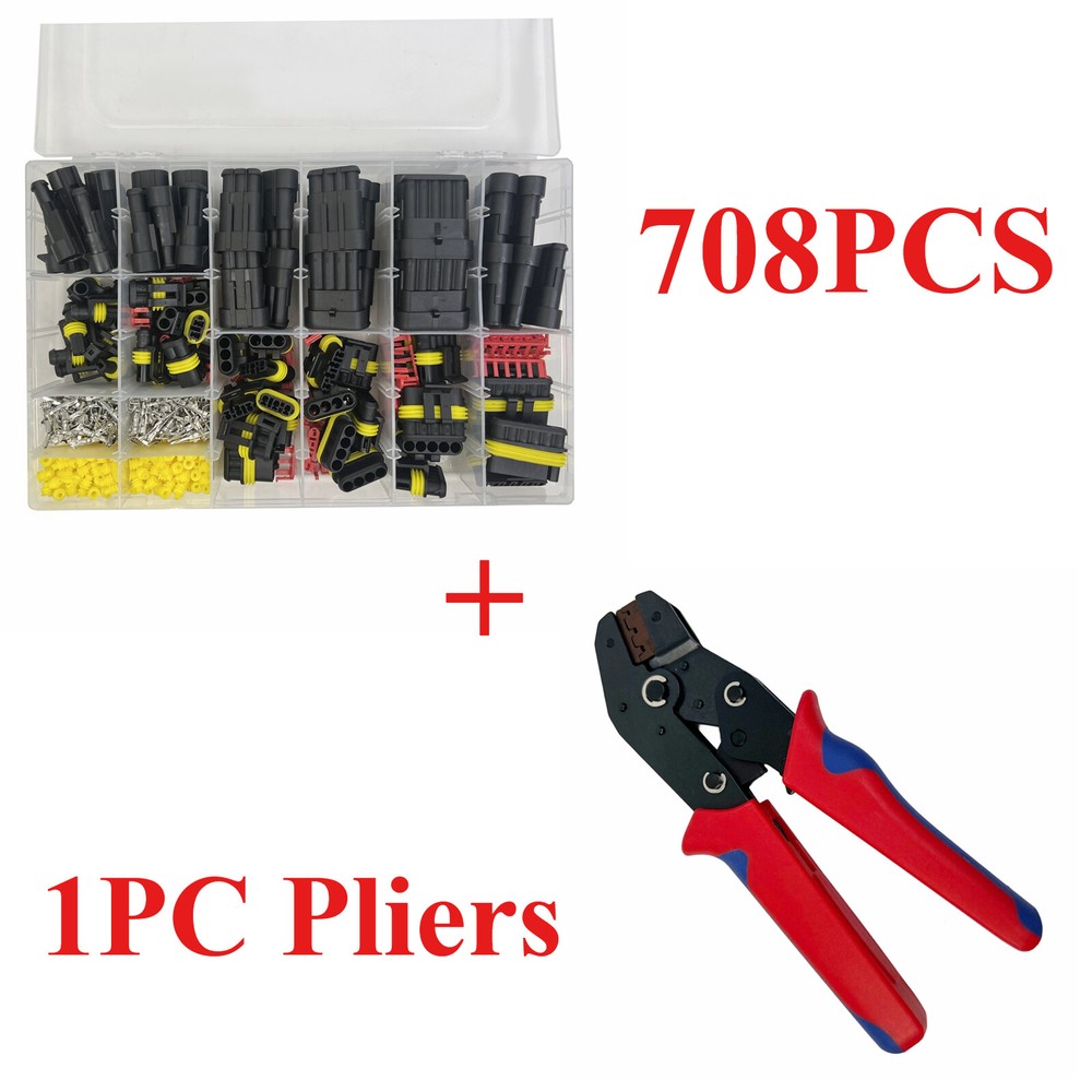 708Pcs Car Automotive Waterproof Electrical Wire Connector Plug 1-6 Pin Kit Set