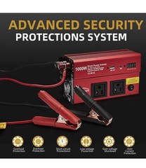 1000 W Power Inverter, Car/Light Truck 12V DC to 110V AC Converter USB and 3.0A