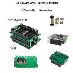 12.6V 3S 18650 Power Wall Battery Pack Case Box 40A/80A BMS Protection Board DIY