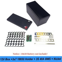 12V 3S 7P 40A BMS Li-ion Battery Pack Kit DIY Case Holder 18650 Power Wall Box