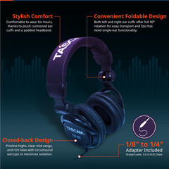 TH-02 Professional Studio Monitor Headphones, Wired, over Ear — for Recording, P
