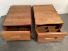 2 Vintage Solid Wood Media Storage Box Case Hand Rubbed Oiled Lot of 2
