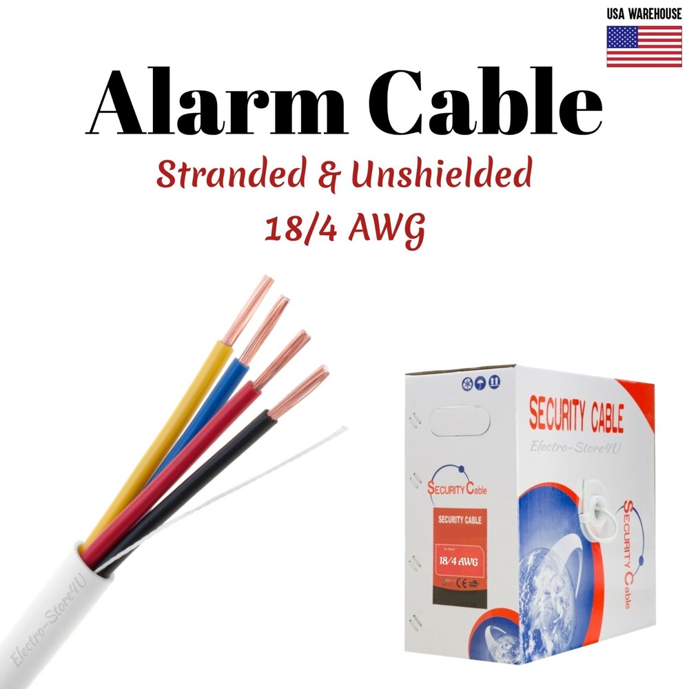 500ft Alarm Security Wire Cable 18/4 Gauge Stranded Conductor UTP Unshielded CCA
