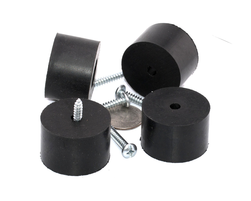 1-1/2″ x 3/4″ Natural Rubber Audio Isolation Mount Feet w #8 Hardware 4 Pack