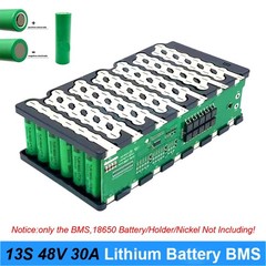 DIY 48V 13S6P 18650 Battery Pack Box with 13S 30A BMS + Holder & Nickel Assembly