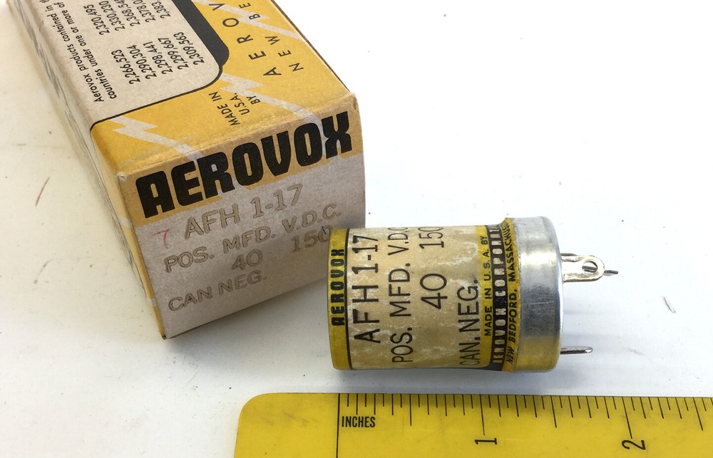 1 NOS/NIB Aerovox 40 mfd 150 v 1″ Can Style Capacitor