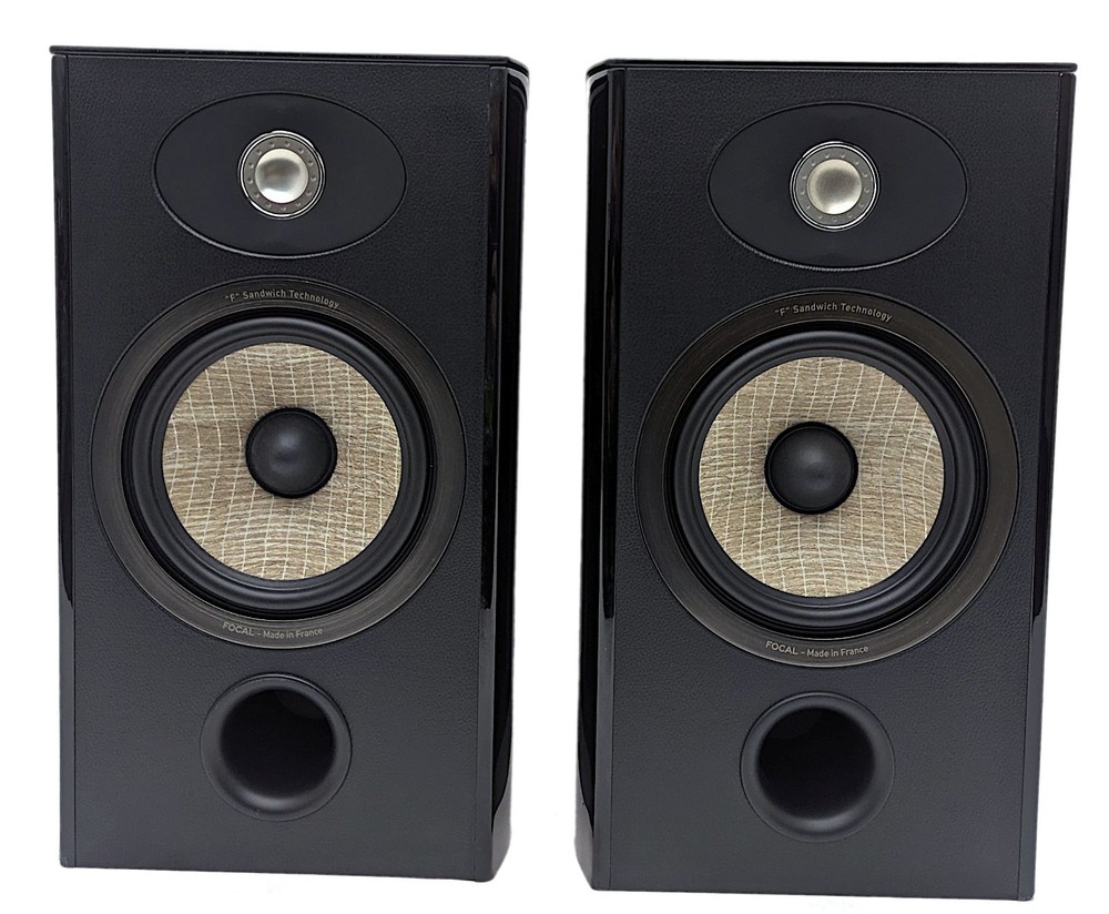 Focal Aria 906 Bookshelf Speakers PAIR Gloss Black 8 Ohm Flax Cone France TESTED
