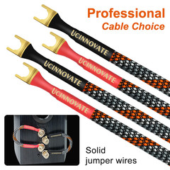 4 X Hifi OFC Speaker Jumper Cable with Spade, 21Cm Speaker Cable Bridge Bi-Wire