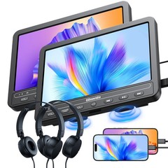 2 X 10.1″ Dual Screen Car Headresst DVD Player HDMI USB 5 Hours Battery Headset