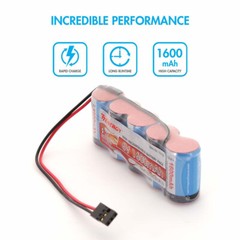 Tenergy NiMH 6V 1600mAh Flat and Hump Receiver Battery Pack With Hitec Connector