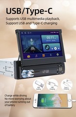 4+64GB Single 1DIN 7″ Car Stereo Radio Apple Carplay Android 15 GPS Retractable