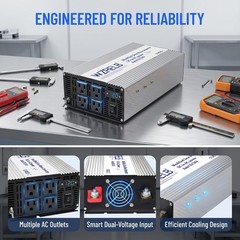 1500W Dual Voltage Inverter, 12V/24V Auto-Detect DC to 110V/120V AC Modified