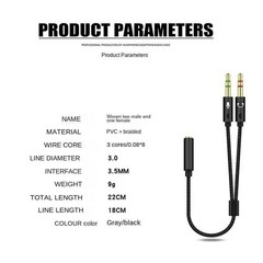 2x 3.5mm Headphone Mic Audio Y Splitter Cable 1 Female to Dual Male Black 8″
