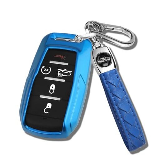for Dodge RAM Key Fob Cover with Keychain Full Protection Durable ABS Blue